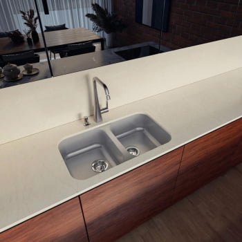 Cuba Dupla Tramontina Isis 2C 34 BL Prime Aço Inox Acetinado 72x40 cm com Válvula 94030102