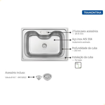 Cuba de Embutir Tramontina Morgana 60 FX 69x49 cm Undermount 93806192