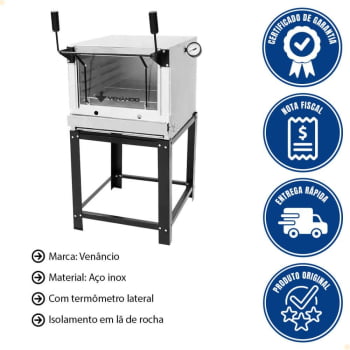 Forno Industrial Venâncio Roma Inox 80 cm com Pedra Refratária Gás GLP FIRI80
