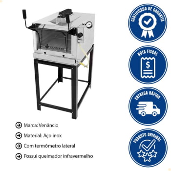 Forno Industrial Venâncio Roma Inox Gratinador com Queimador Infravermelho Gás GLP FIRIV80