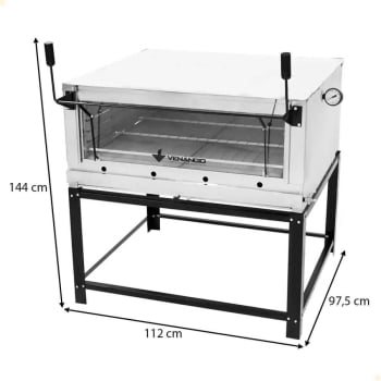 Forno Industrial Venâncio a Gás Roma Inox 110 cm com Pedra Refratária Gás GLP FIRI110