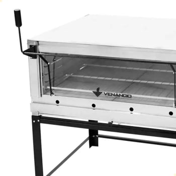 Kit Forno Industrial Venâncio Roma Inox 90 Cm com Pedra Refratária Gás GLP + Grelha Adicional FIRI90