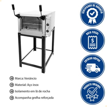 Forno Industrial Venâncio Roma Elétrico Aço Inox 80cm com Pedra Refratária 220v FERI80