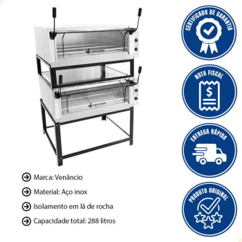 Forno Venâncio Industrial Elétrico Roma Inox Duplo FERIDI90 FERIDS90 220V FERIDI90FERIDS90