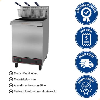 Fritador Industrial A Gás Metalcubas FOG 3C PRM Premium Óleo 127V 45L MTC0071(24437)