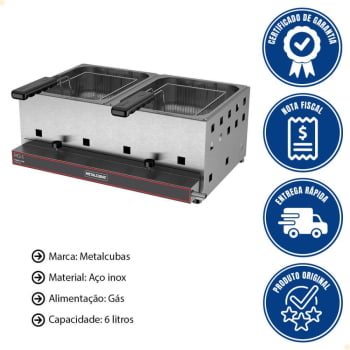 Fritador Industrial Metalcubas Gás Alta Pressão FRCG-6 AP 6 Litros 10115G(18589)