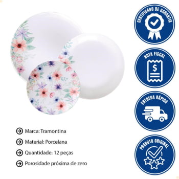 Jogo de Pratos Tramontina Floratta em Porcelana Decorada 12 Peças 96589023