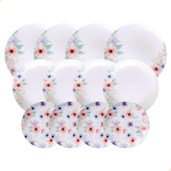 Jogo de Pratos Tramontina Floratta em Porcelana Decorada 12 Peças 96589023