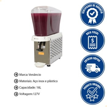 Refresqueira Venâncio Em Inox 1 Reservatório de 16L 127V RV116 56840