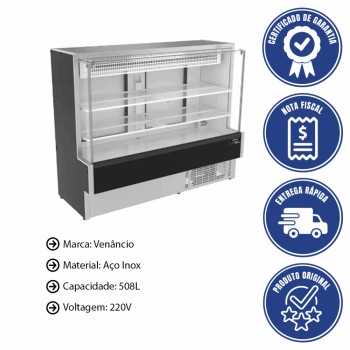 Balcão Vitrine Eco-Lite Venâncio Refrigerado Standard Estático 508 L Low-E VBVEC14 220V 50908