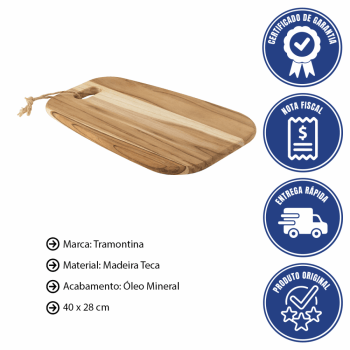 Tábua Para Queijos e Frios Tramontina Provence em Madeira Teca FSC 40X28 cm 13408351