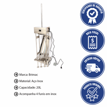 Embutideira Ensacadeira Elétrica Para Linguiça Brimac Industrial Em Aço Inox 20L 220V ELB20