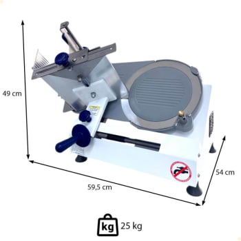 Cortador Fatiador de Frios Semi-automático Gural JXT-30 Bivolt Faca 30cm Base em Pintiura Eletrostatica