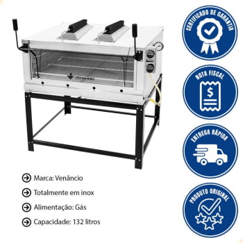 Forno Industrial Venâncio Roma Gratinador Infravermelho Camara em Inox Gás GLP FIRIV90 