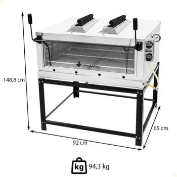 Forno Industrial Venâncio Roma Gratinador Infravermelho Camara em Inox Gás GLP FIRIV90 