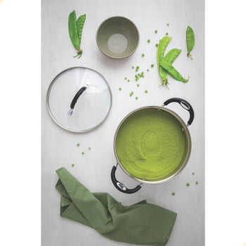 Caldeirão Tramontina Astro Silicone em Aço Inox Fundo Triplo com Tampa de Vidro 30CM 15,2 L 62125300