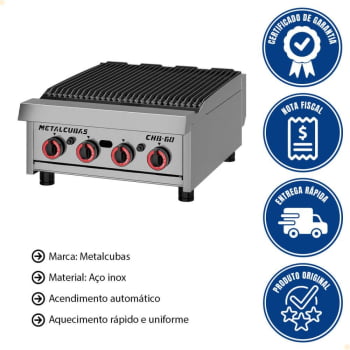 Chapa A Gás Char Broiler CHB 60 G2 Em Inox Metalcubas