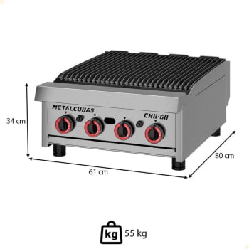Chapa A Gás Char Broiler CHB 60 G2 Em Inox Metalcubas