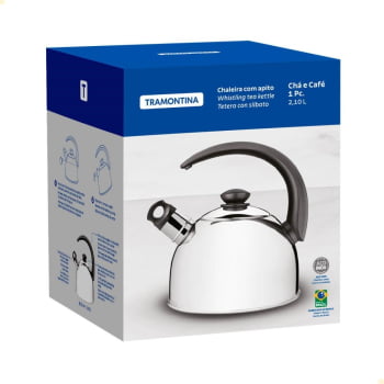 Chaleira Tramontina com Apito em Aço Inox Cabo Preto 2,1 Litros 61483013