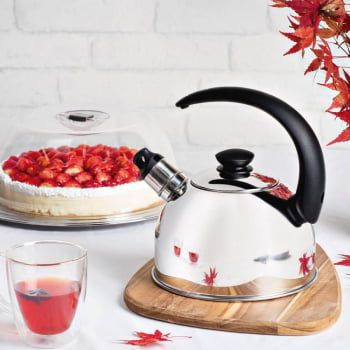 Chaleira Tramontina com Apito em Aço Inox Cabo Preto 2,1 Litros 61483013