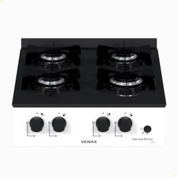 Fogão de Mesa 4 Bocas Venax Grand Petit Line Branco Gás GLP Automático Bivolt 25187