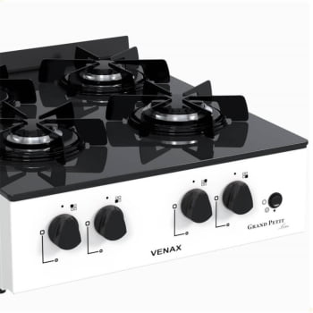 Fogão de Mesa 4 Bocas Venax Grand Petit Line Branco Gás GLP Automático Bivolt 25187