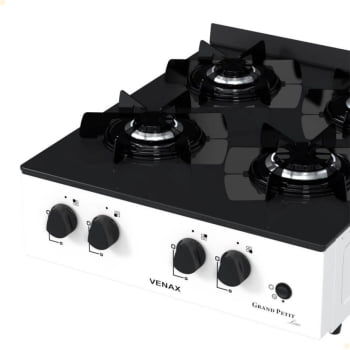 Fogão de Mesa 4 Bocas Venax Grand Petit Line Branco Gás GLP Automático Bivolt 25187