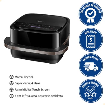 Fritadeira Air Fryer Fischer Dual Grill 4 Litros Digital 127V