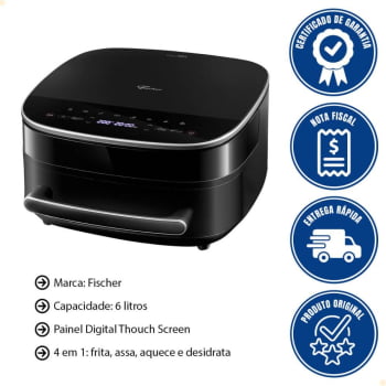 Fritadeira Air Fryer Fischer Dual Grill 6 Litros Digital 127V