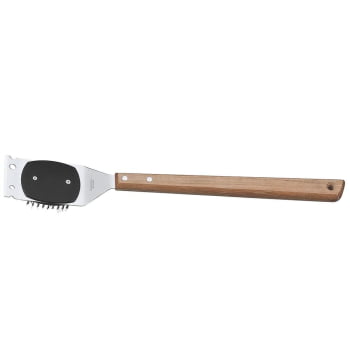Escova para Grelhas 3 UnidadesTramontina Churrasco com Lâmina em Aço Inox e Cabo de Madeira 41.6 cm 