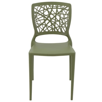 Conjunto 8 Cadeiras Tramontina Joana em Polipropileno e Fibra de Vidro Verde Oliva 92058027