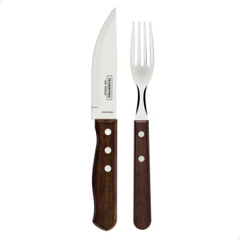 Jogo para Churrasco Jumbo 12 peças com Laminas de Aço Inox e Cabos de Madeira 4 Unidades 22299059X4