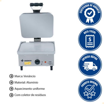 Prensa Elétrica 35 Venâncio Chapa em Alumínio Fundido Corpo e Painel em Aço Inox 430 220V PE35A220