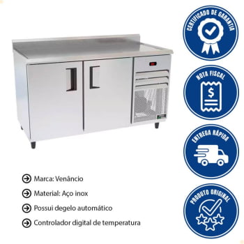 Balcão De Refrigeração Venâncio 2 Portas Inox 430 220 V VBSR15 22258