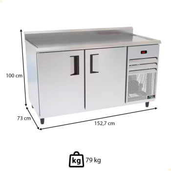 Balcão De Refrigeração Venâncio 2 Portas Inox 430 220 V VBSR15 22258
