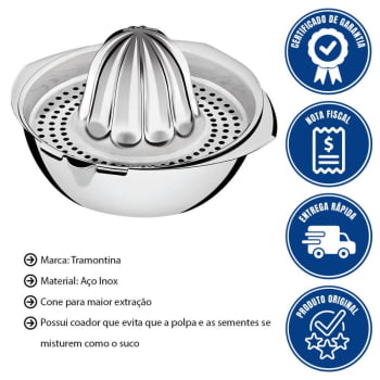 Espremedor de Frutas Tramontina Utility em Aço Inox 61107140