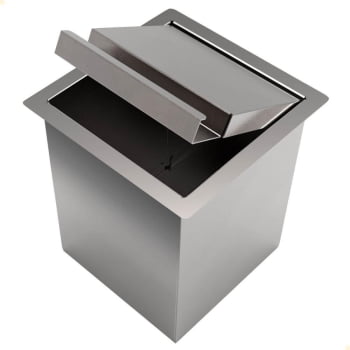 Lixeira De Embutir Quadrada Saro Em Aço Inox 4 Litros De Bancada Com Sistema Anti Odor CLL