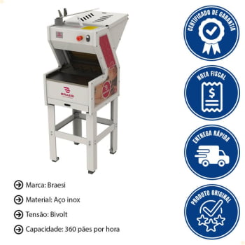 Fatiador De Pão Industrial Braesi Em Inox Bivolt 1/3CV FB-12 G2 B18070