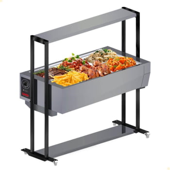Buffet Térmico Aquecido Saro Em Inox 6 Cubas Com Tampa 220V BF622