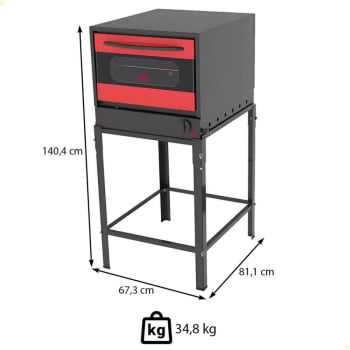 Forno Progás 80 L FGE-110 GOURMET Vermelho a Gás Com 2 Grades Acompanha Cavalete P39219