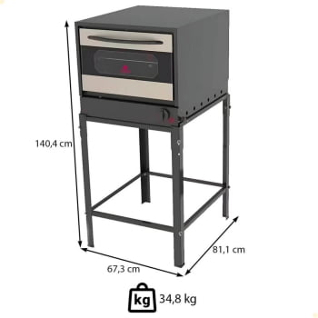 Forno Progás 80 L FGE-110 GOURMET INOX a Gás Com 2 Grades Acompanha Cavalete P39218