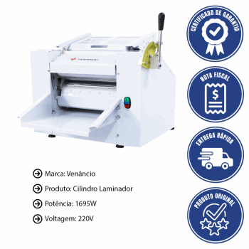 Cilindro Laminador Profissional De Coluna 39cm CLPSV39NR Venâncio 220V Com Cavalete