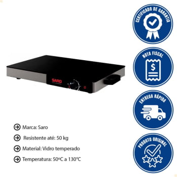 Mesa Térmica Rechaud Elétrico Saro Vidro Temperado 400 W 127V MT11