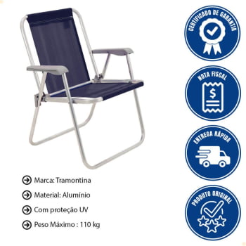 Kit 6 Cadeiras de Praia Tramontina Samoa Alta em Alumínio Azul 92900/006