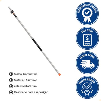Cabo Metálico Extensível 3 m Tramontina para Serrote e Colhedor de Fruta 78775003