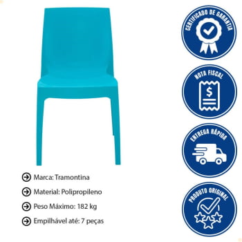 Kit 4 Cadeiras Tramontina Alice Brilho Summa em Polipropileno Azul 92037070