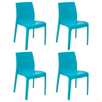 Kit 4 Cadeiras Tramontina Alice Brilho Summa em Polipropileno Azul 92037070