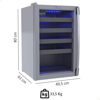 Adega Venax Piubella Cave Cinza Porta Invertida 100 Litros 220V 19927