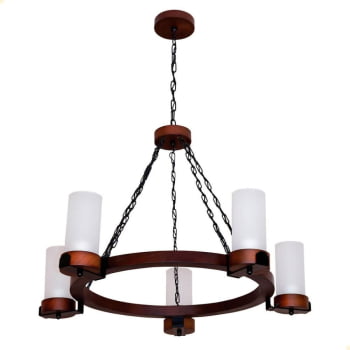 Lustre Muller Country Redondo 5 Lâmpadas Envelhecido 1105E