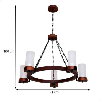 Lustre Muller Country Redondo 5 Lâmpadas Envelhecido 1105E